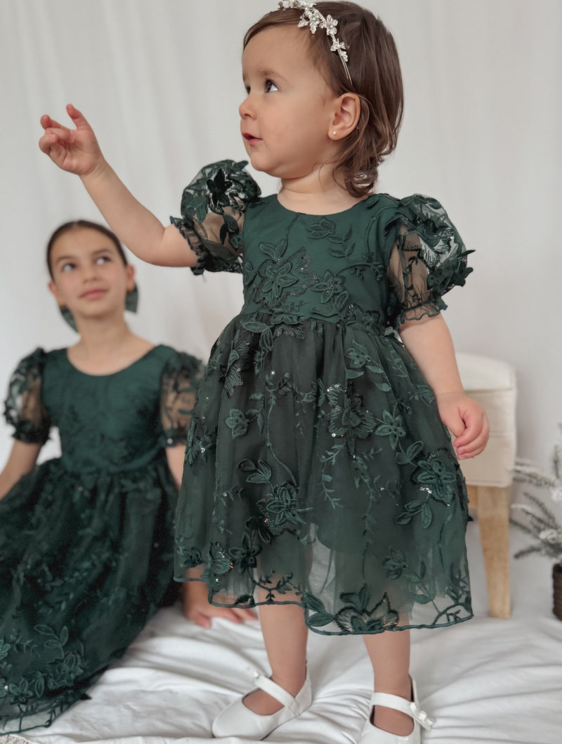 Vienna Girls Green Christmas Dress - A Little Lacey