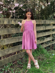 Norah Mauve Girls Dress - A Little Lacey