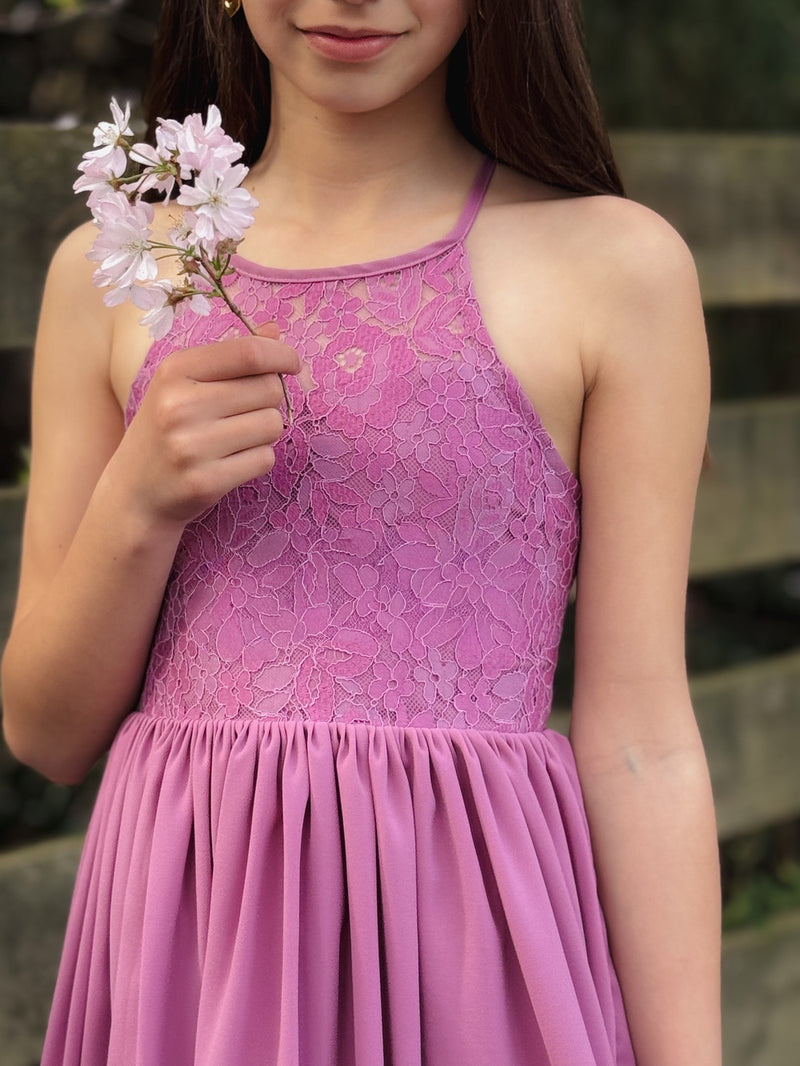 Norah Mauve Girls Dress - A Little Lacey