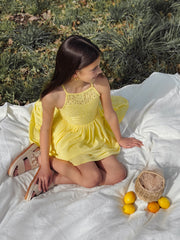 Norah Yellow Girls Dress - A Little Lacey