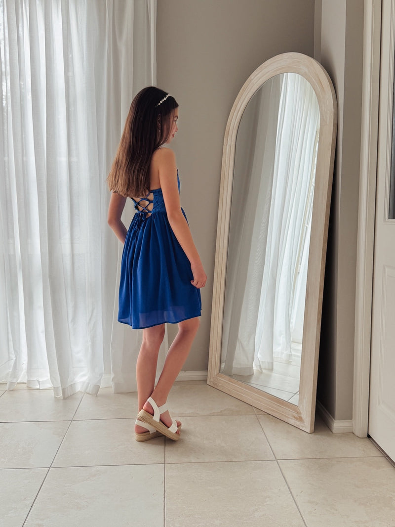 Norah Royal Blue Girls Dress - A Little Lacey