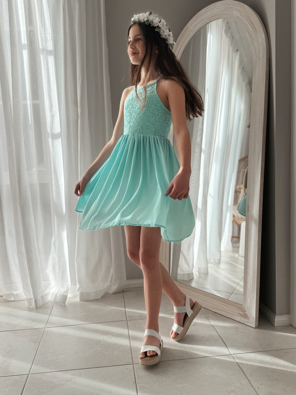 Norah Turquoise Girls Dress