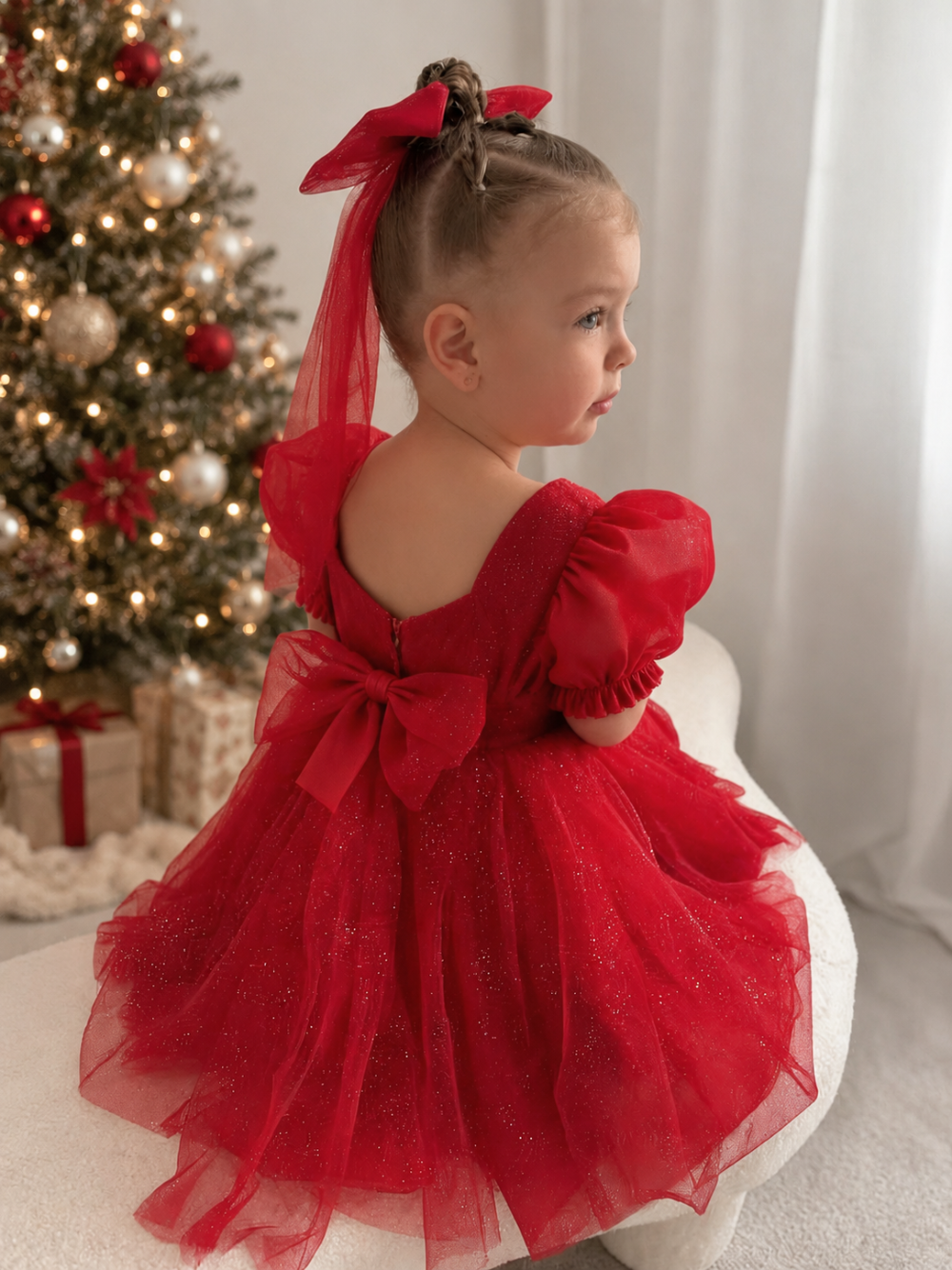 Nina Red Sparkle Christmas Dress
