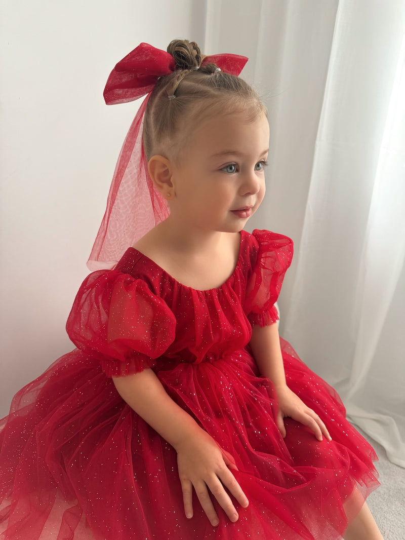 Nina Red Sparkle Christmas Dress - A Little Lacey