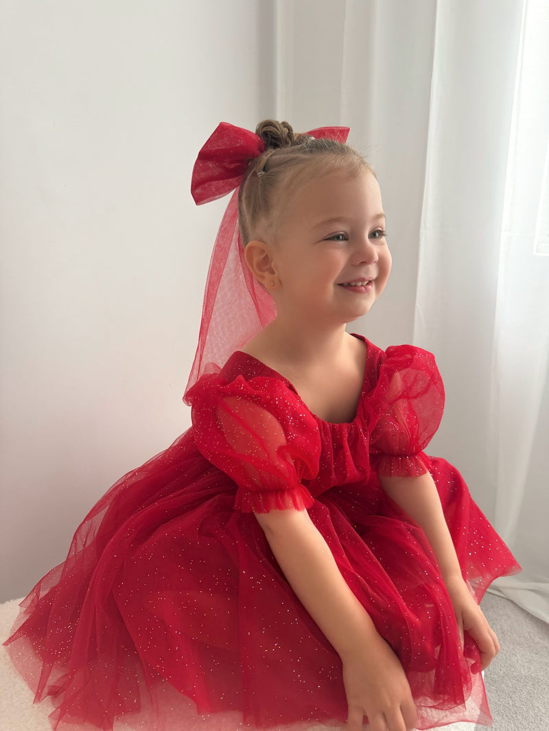 Nina Red Sparkle Christmas Dress - A Little Lacey