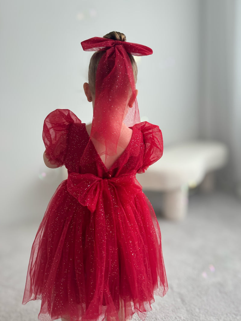 Nina Red Sparkle Christmas Dress - A Little Lacey