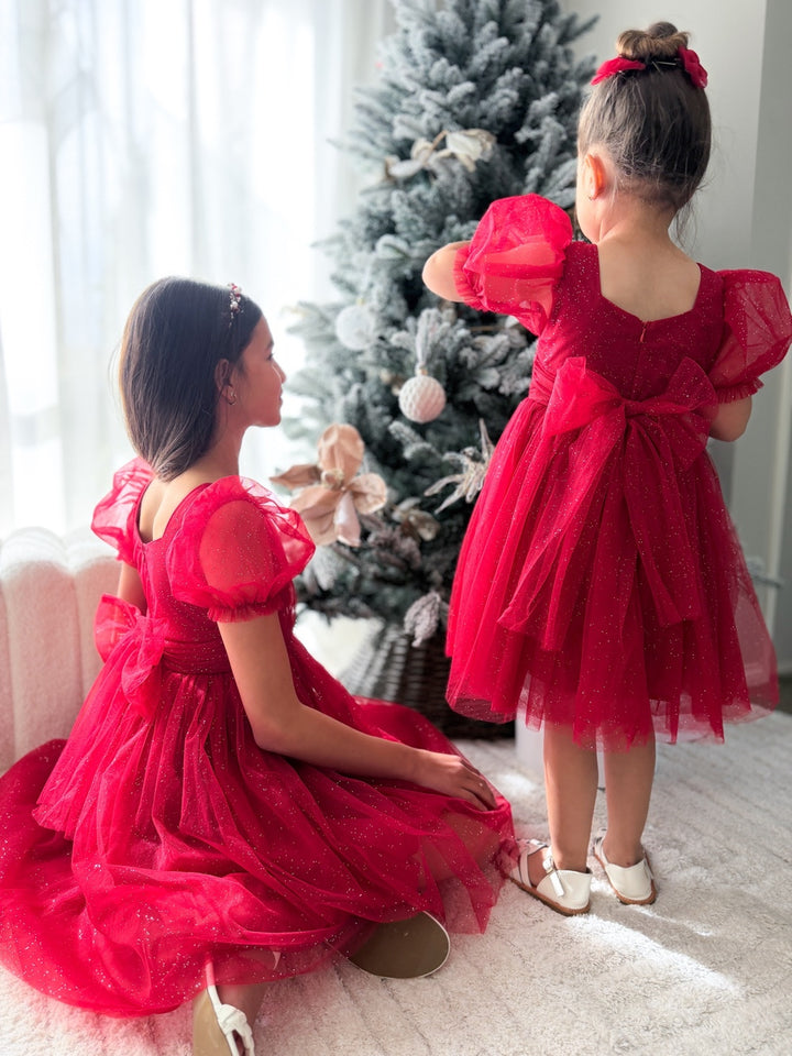 Nina Red Sparkle Dress for Christmas Day celebrations