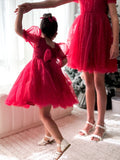 Girls red Christmas dress with sparkle tulle