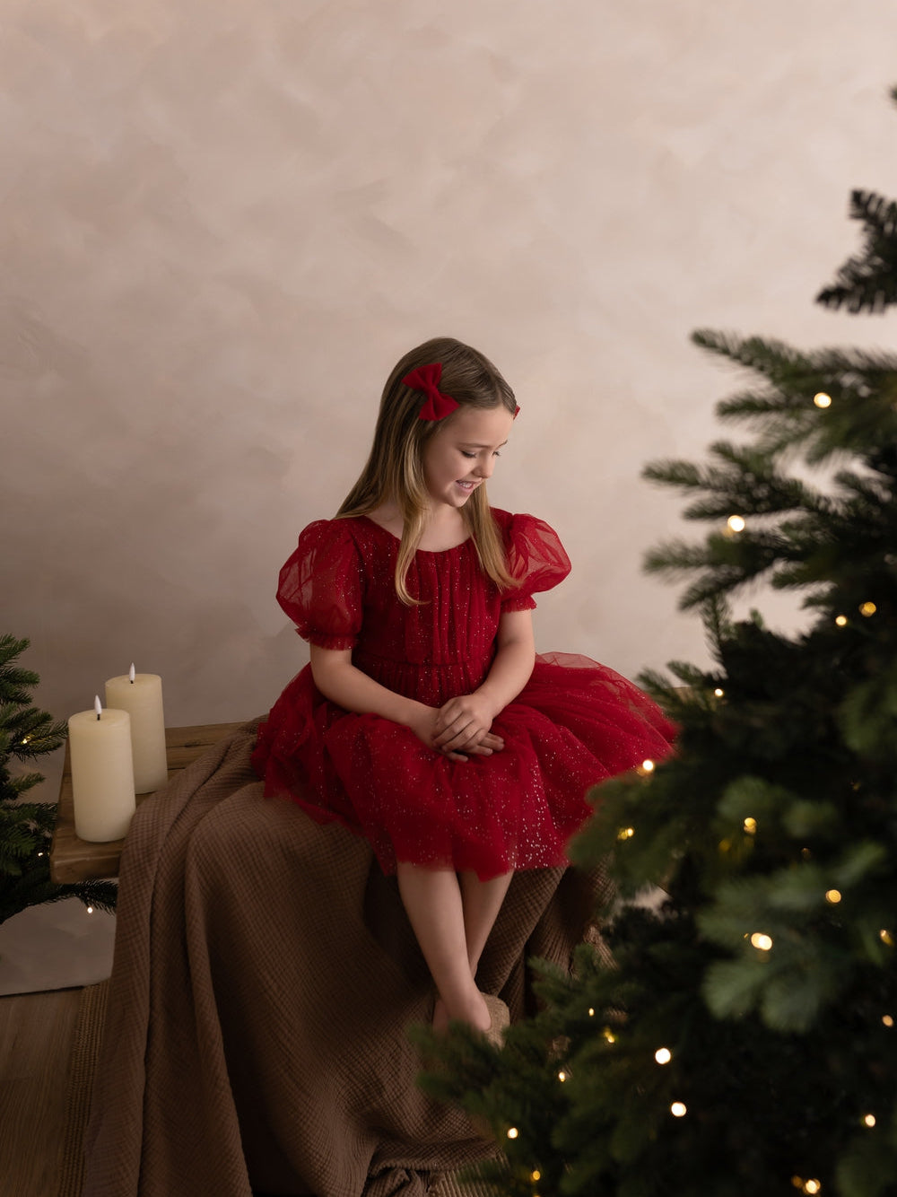 Red sparkle Christmas dress for festive celebrations