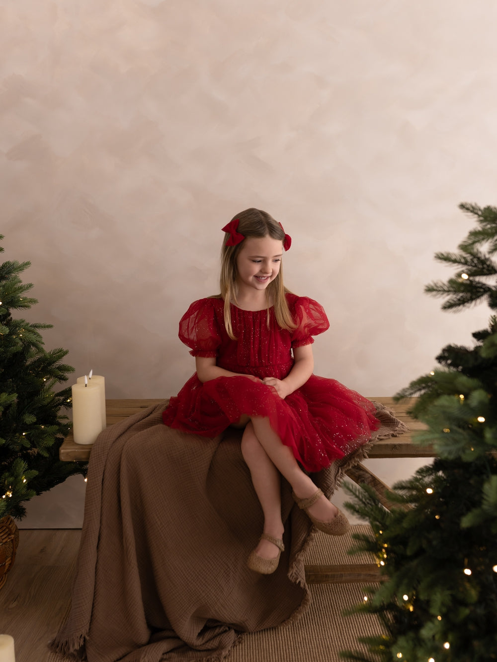 Nina red glitter dress for Christmas photos
