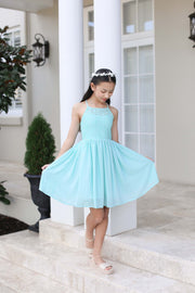 Norah Turquoise Girls Dress - A Little Lacey