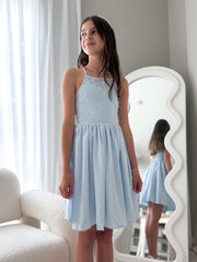 Norah Light Blue Girls Dress - A Little Lacey