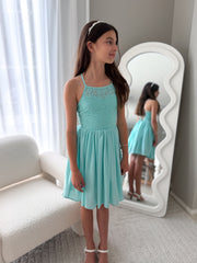Norah Turquoise Girls Dress - A Little Lacey