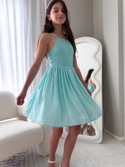 Norah Turquoise Girls Dress - A Little Lacey