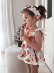 Olive Baby Girls Floral Christmas Romper - A Little Lacey