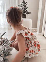 Olive Baby Girls Floral Christmas Romper - A Little Lacey
