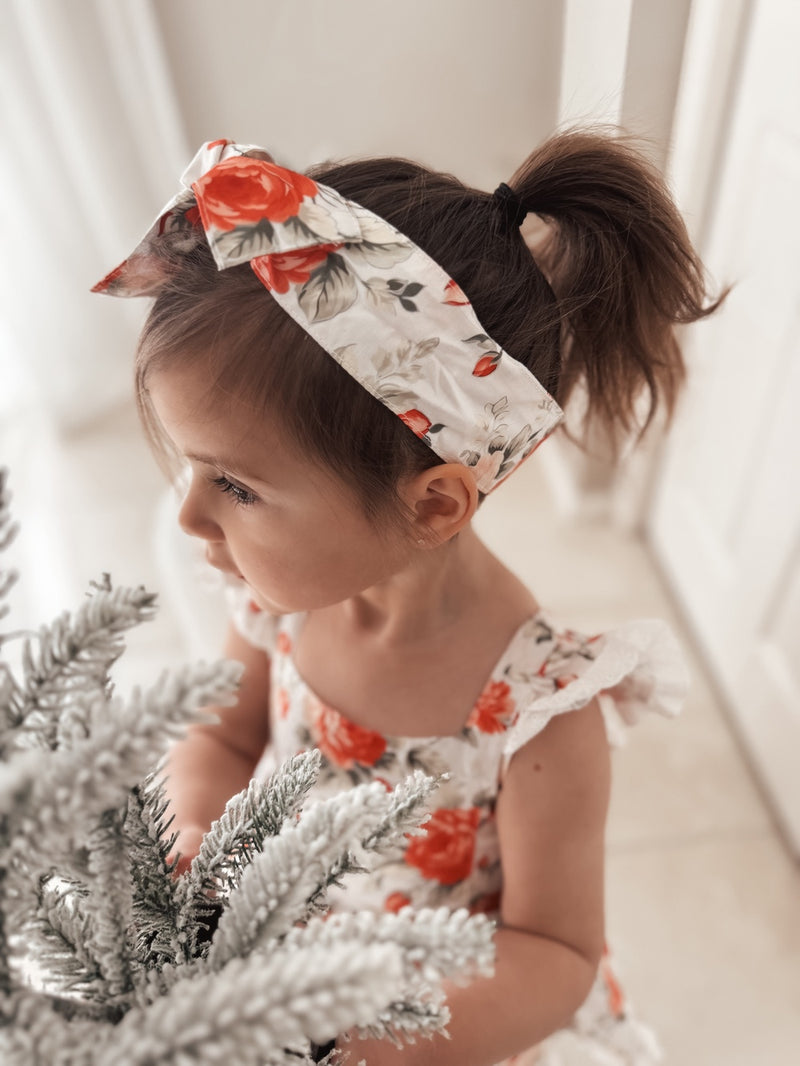 Olive Baby Girls Floral Christmas Romper - A Little Lacey