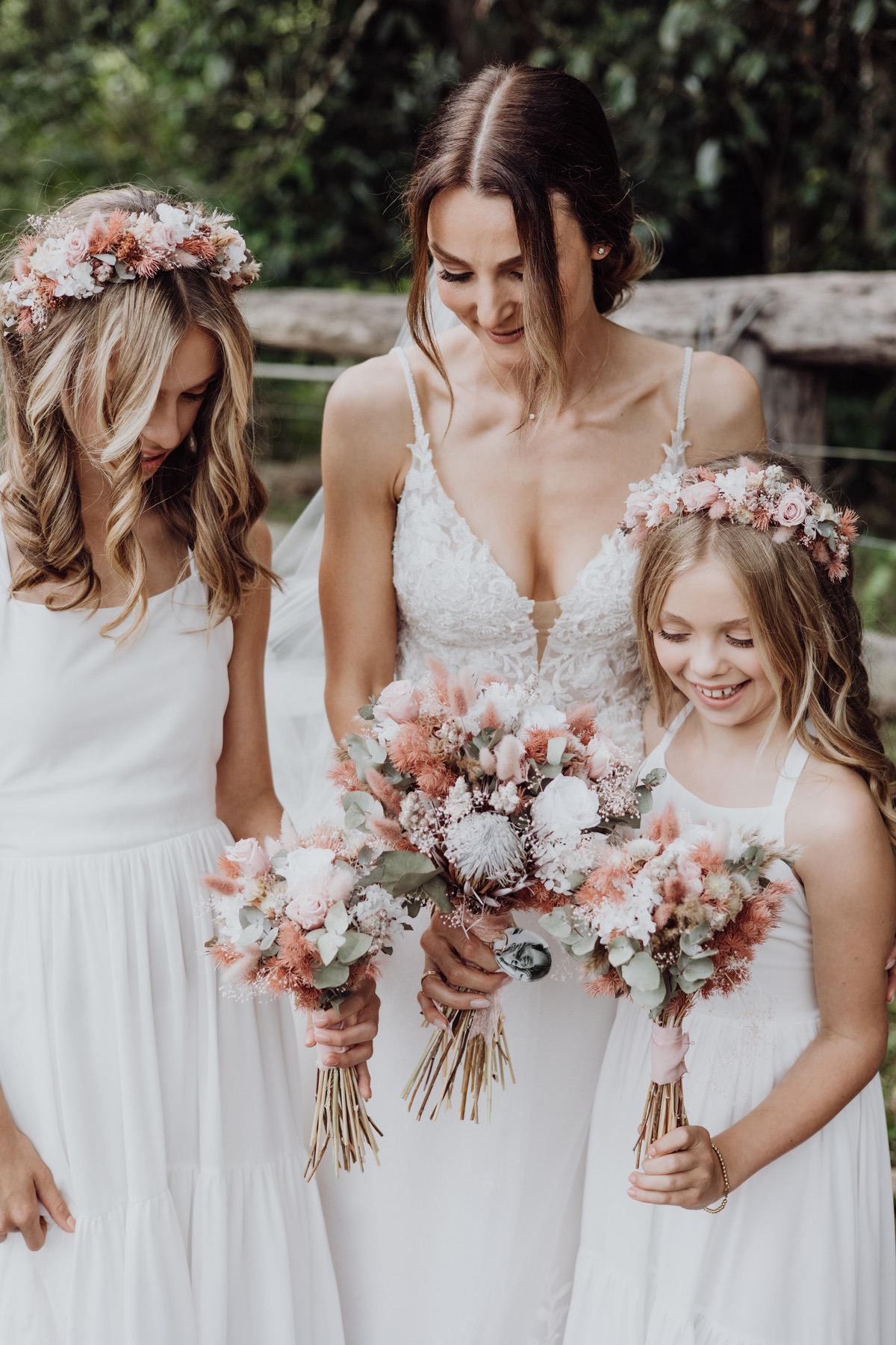 Girls white junior bridesmaid wedding dress - 2 girls