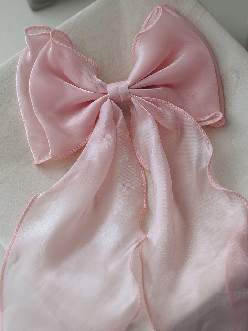 Organza Girls Hair Bow - Light Pink - A Little Lacey