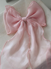 Organza Girls Hair Bow - Light Pink - A Little Lacey
