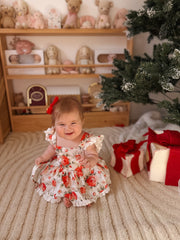 Olive Baby Girls Floral Christmas Romper - A Little Lacey