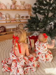 Olive Baby Girls Floral Christmas Romper - A Little Lacey