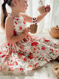 Cute little Christmas dress for girls and babies with frills and bows