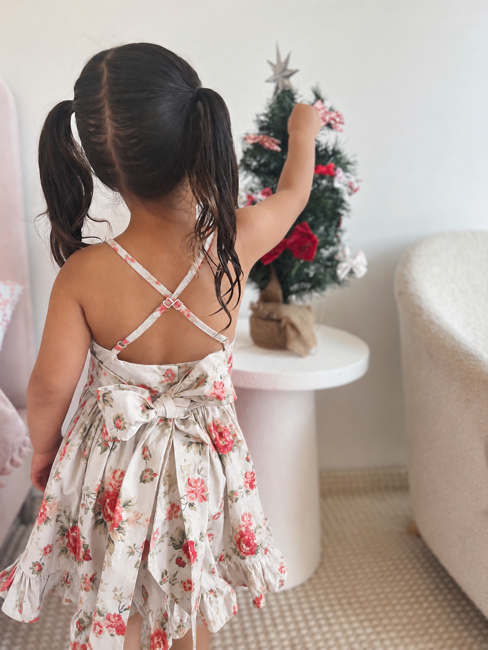 Olive Girls Floral Christmas Dress