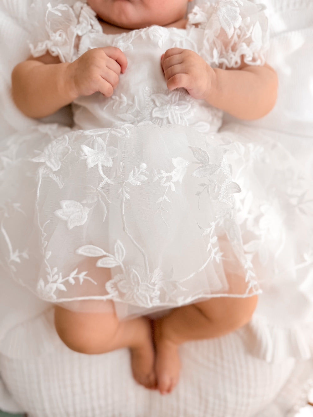 Petal White Embroidered Baby Dress