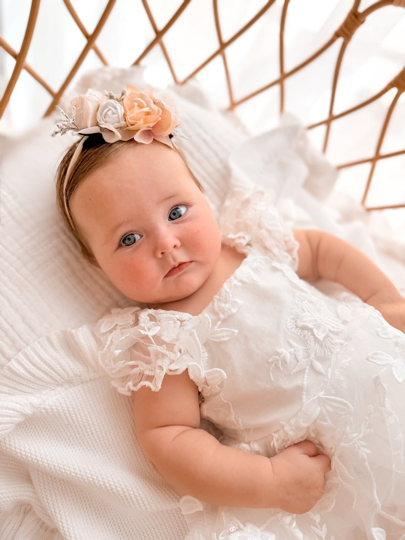 Petal White Embroidered Baby Dress - A Little Lacey