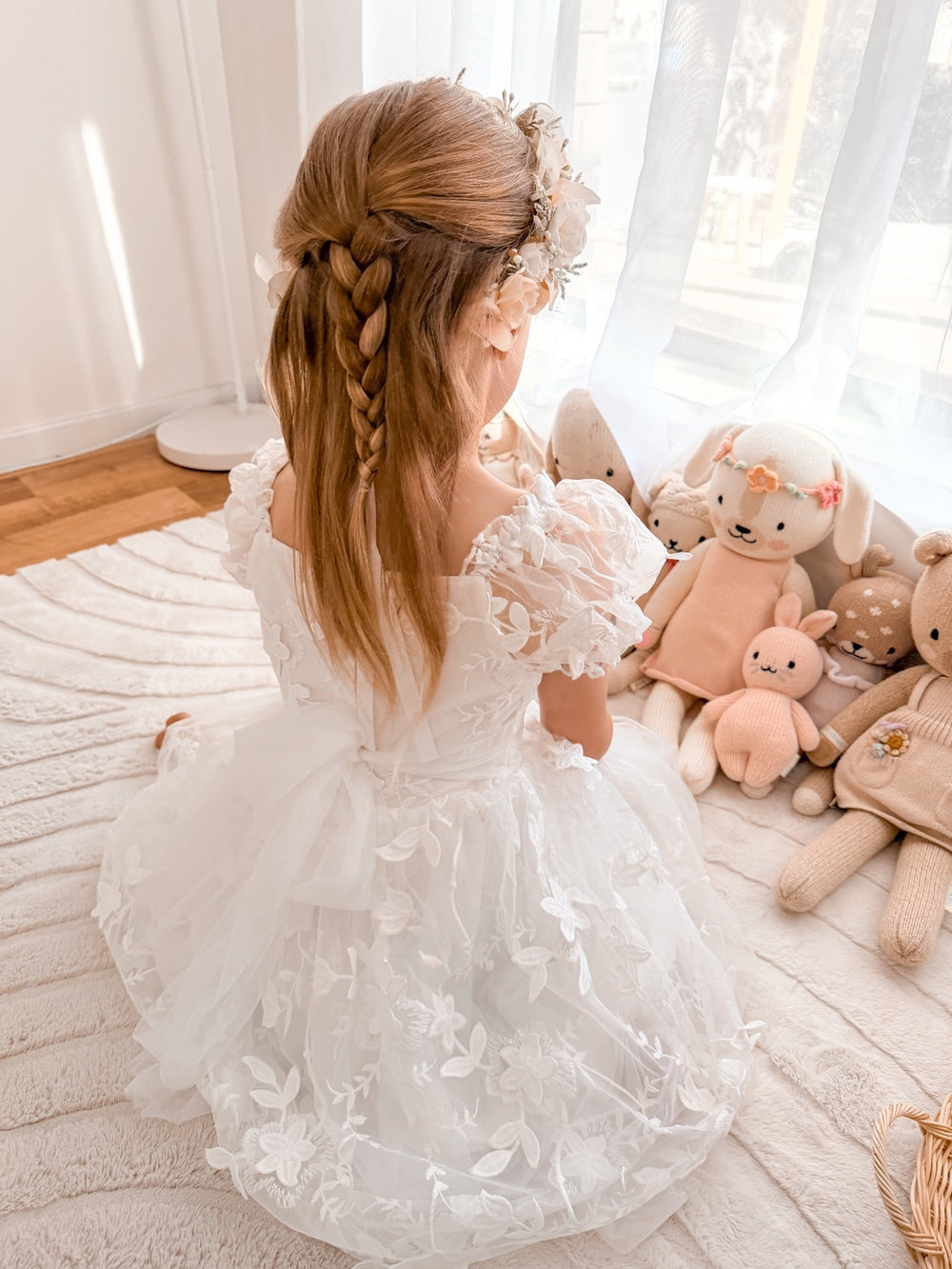 timeless white embroidered dress for girls special occasions