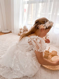white girls dress with delicate embroidery and tulle fullness