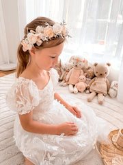 Petal Embroidered Girls White Dress - A Little Lacey