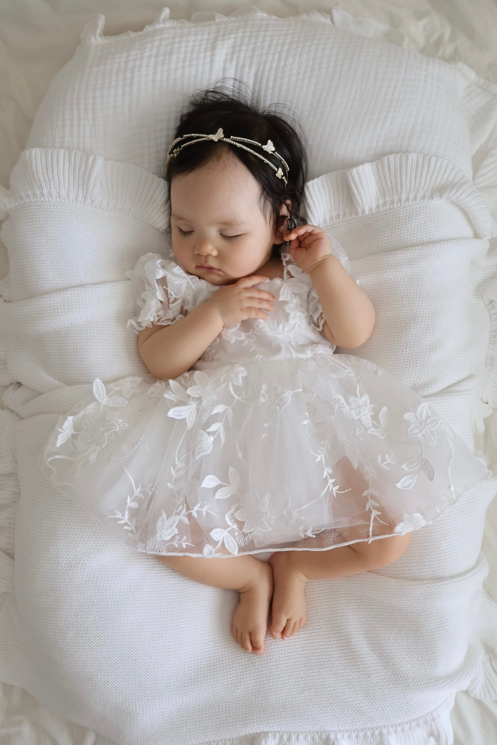 Petal White Embroidered Baby Dress