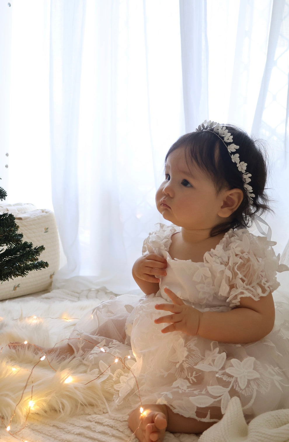 Baby girls embroidered flower girl dress