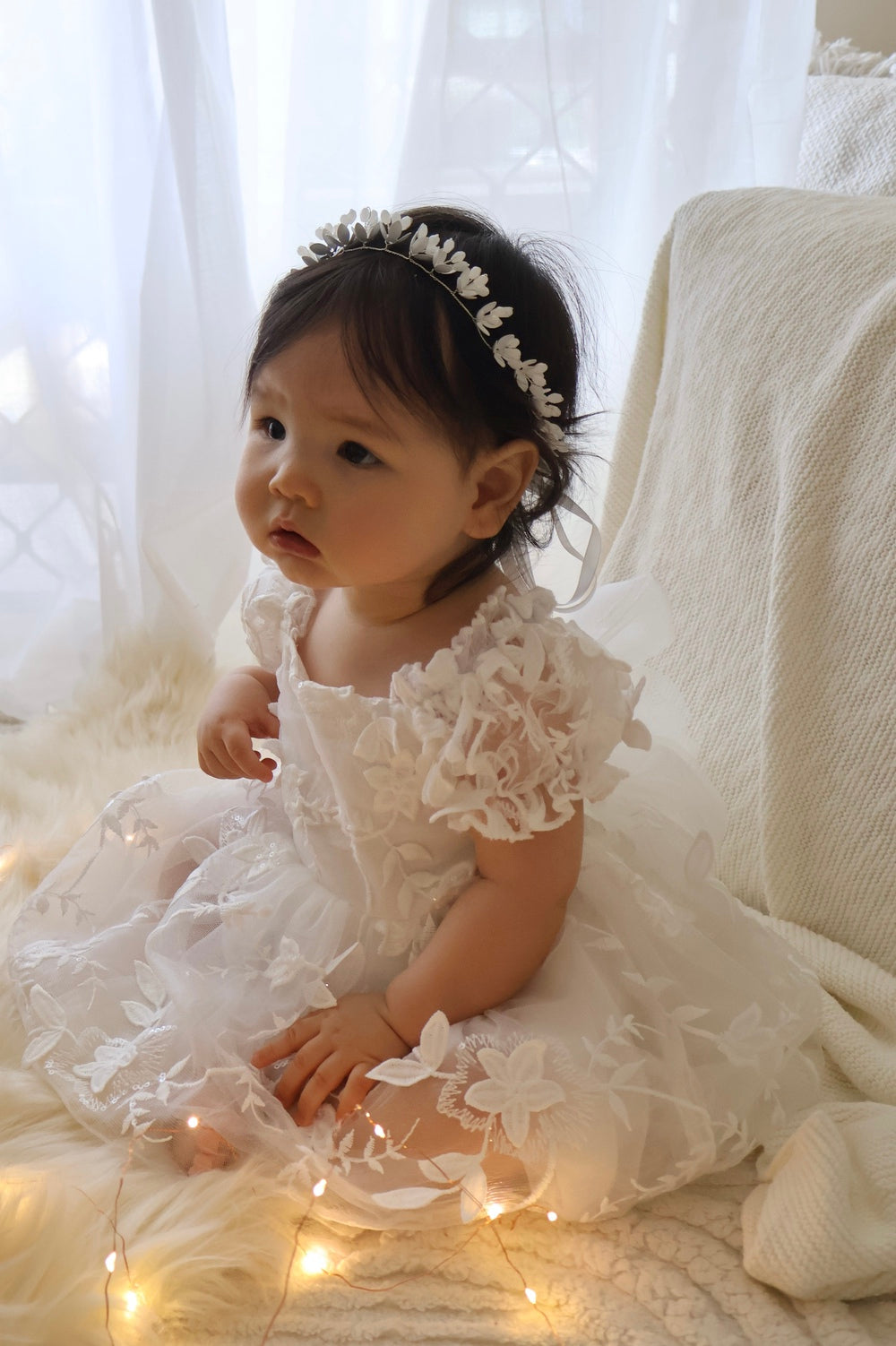 Petal White Embroidered Baby Dress