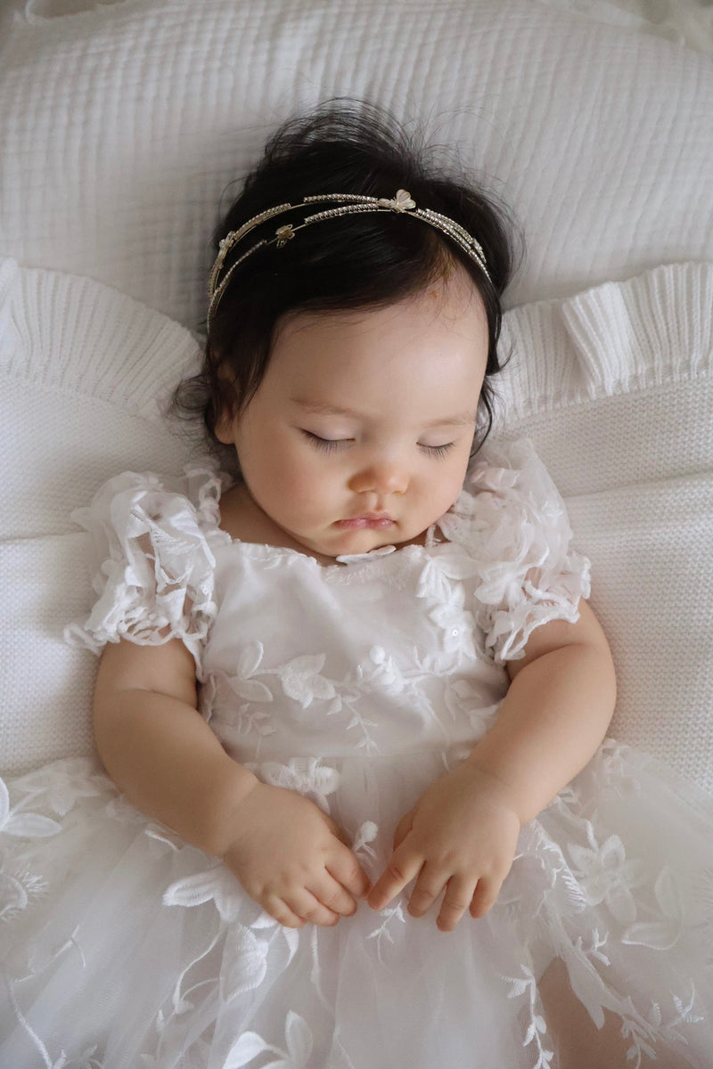 Petal White Embroidered Baby Dress - A Little Lacey