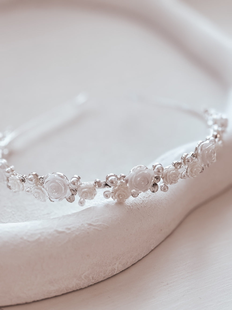 Top view of Petals and Grace Headband showing floral and sparkle detailing