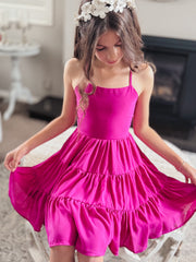 Phoebe Chiffon Girls Dress Rose Pink - A Little Lacey