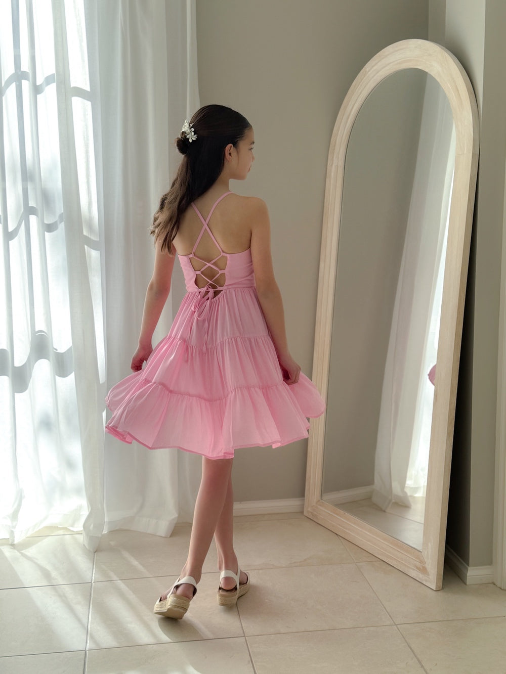 Phoebe Chiffon Girls Pink Dress