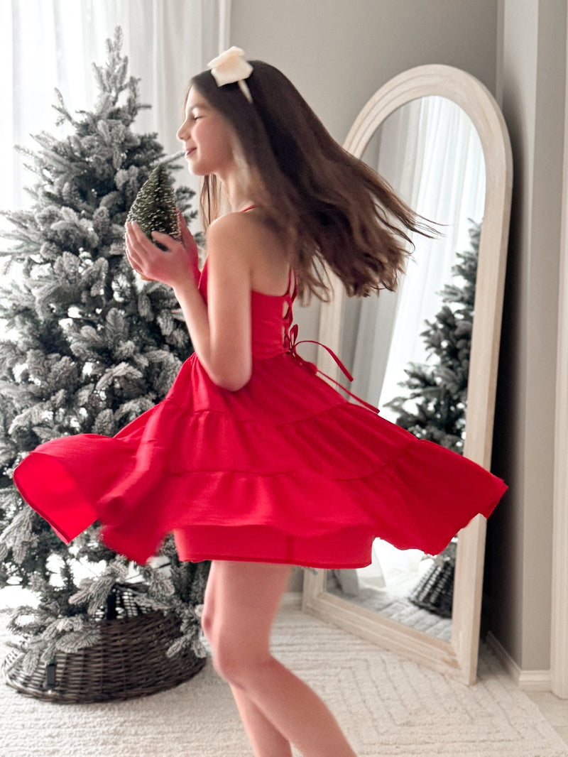 Phoebe Girls Dress - Red - A Little Lacey