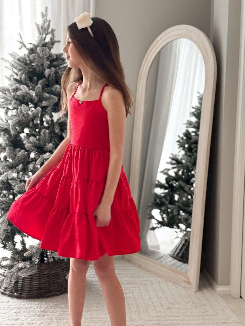 Phoebe Girls Dress - Red - A Little Lacey