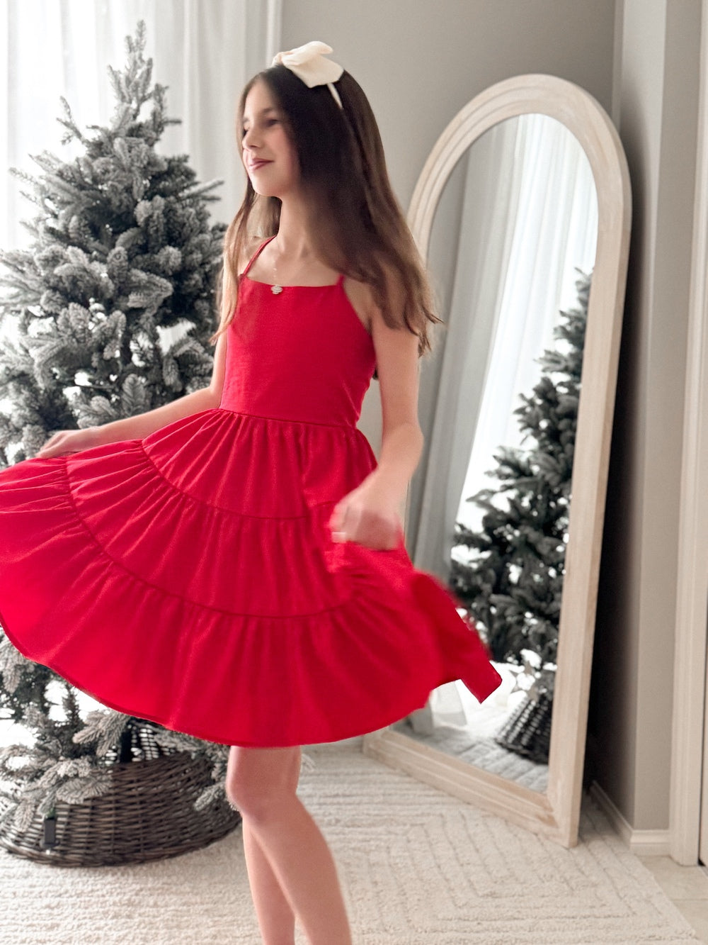 Phoebe Girls Dress - Red - Tween Girls DressesPhoebe girls festive red party dress with classic silhouette