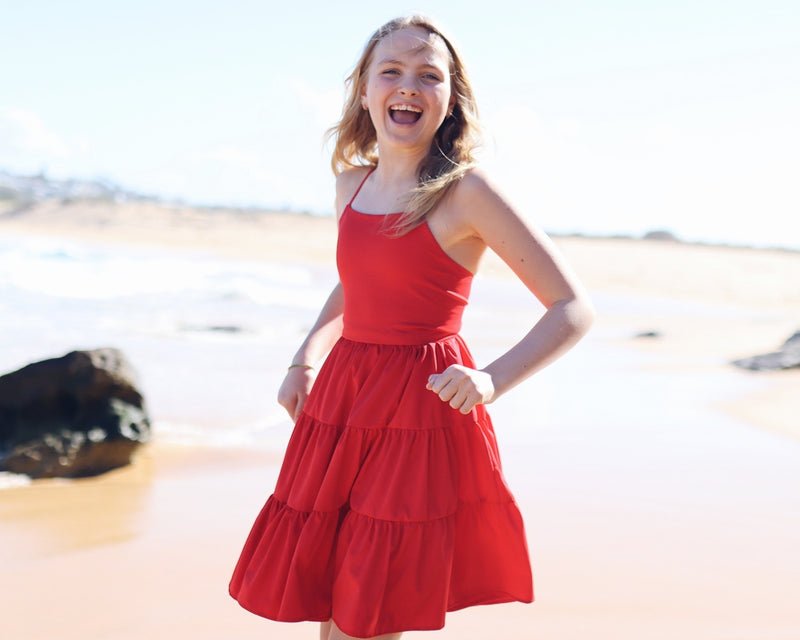 Phoebe Girls Dress - Red - A Little Lacey