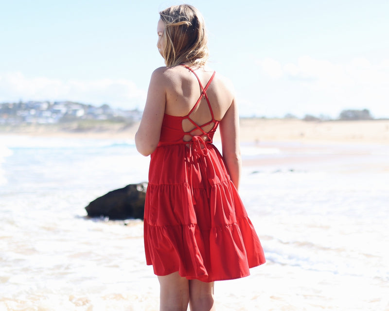 Phoebe Girls Dress - Red - A Little Lacey