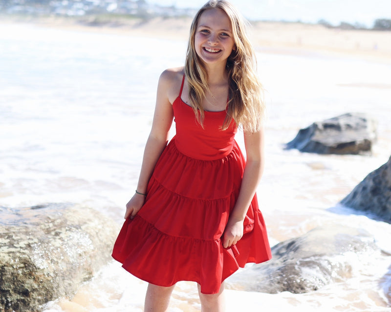 Phoebe Girls Dress - Red - A Little Lacey