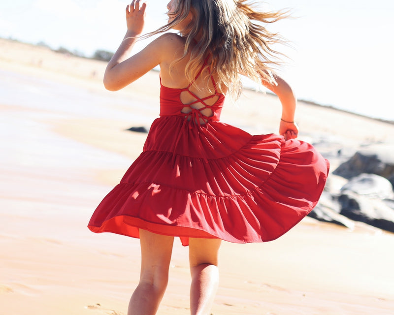 Phoebe Girls Dress - Red - A Little Lacey