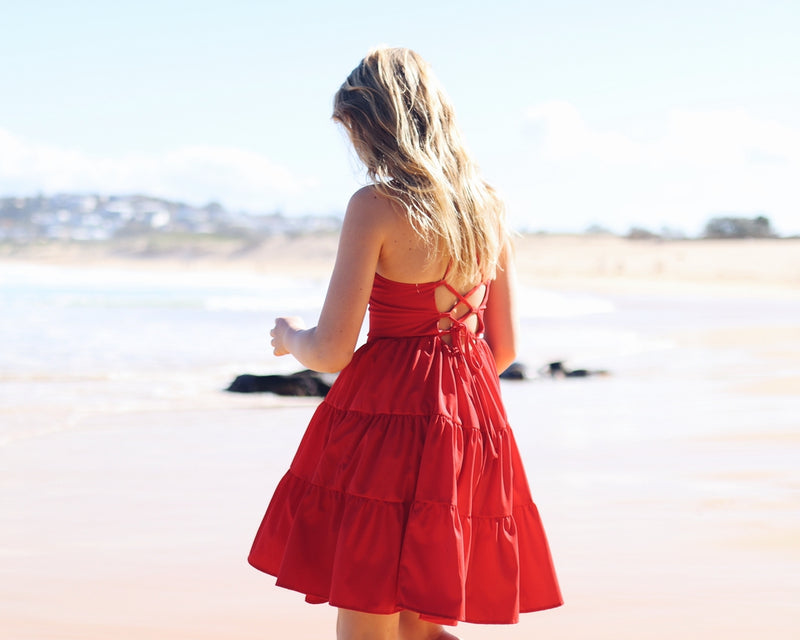Phoebe Girls Dress - Red - A Little Lacey