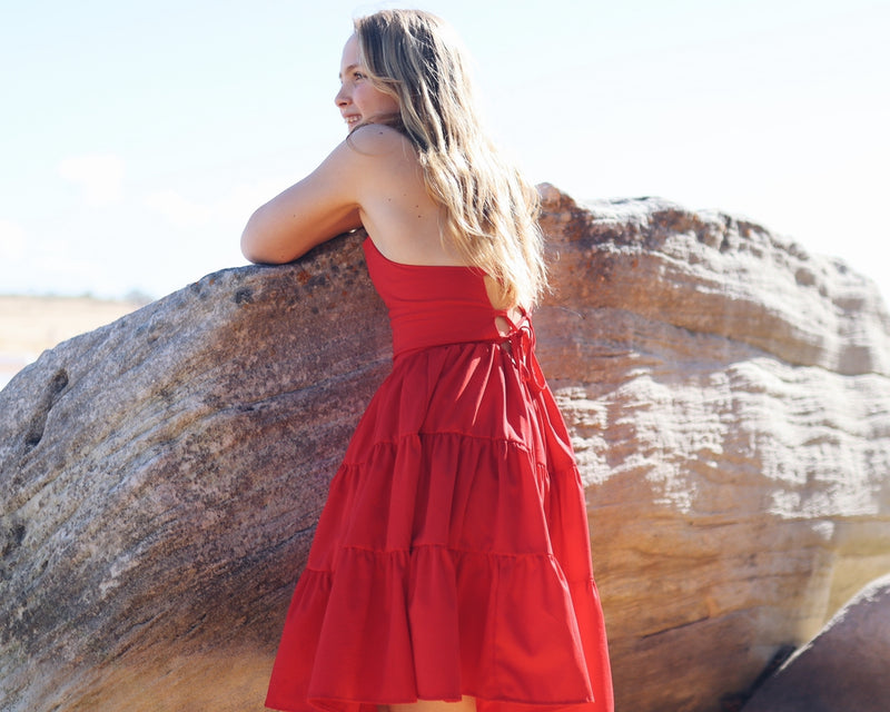 Phoebe Girls Dress - Red - A Little Lacey