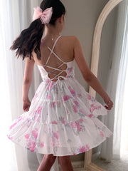 Phoebe Chiffon Girls Dress Pink Floral - A Little Lacey